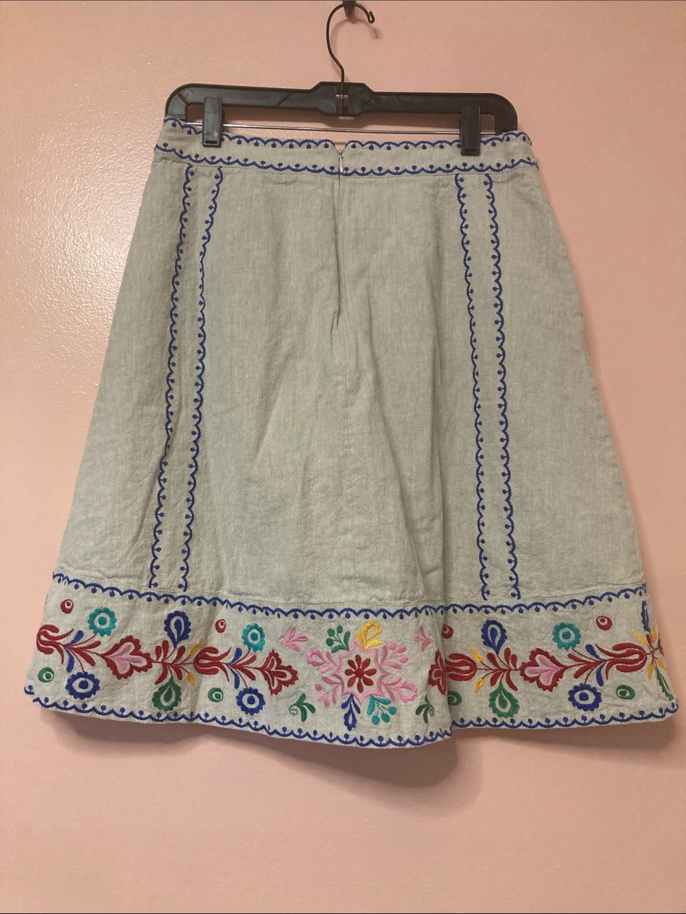 Boden Women's Size 8P Brooke Embroidered Cream Floral Midi Skirt Linen Blend - Picture 6 of 16